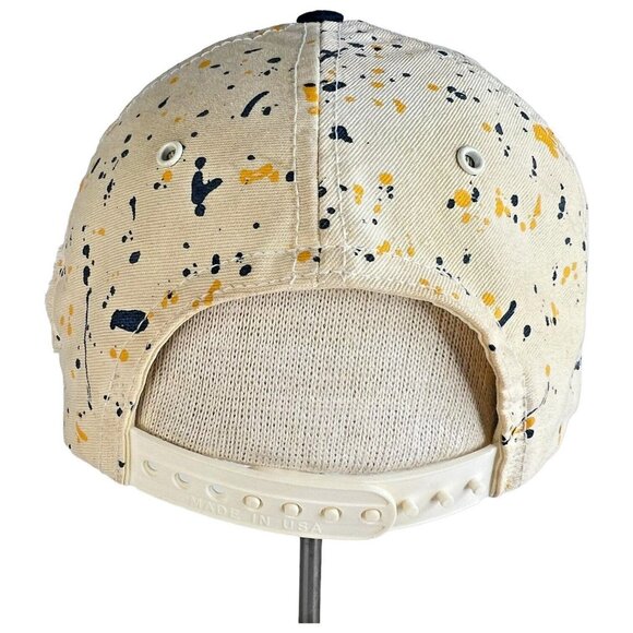 Vintage University of Michigan Paint Splatter Snapback Hat Blue Gold USA College - Picture 4 of 8